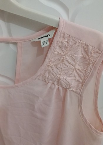36 Beden pembe Renk Dantel Detaylı Pembe Kolsuz Bluz