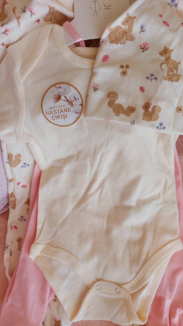 LCW Baby Krem Baskılı Askılı Bebek Body - Görsel 2