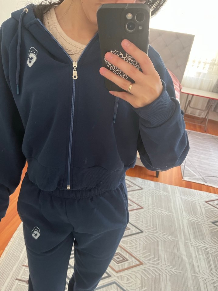 Kadın Lacivert Rahat Kesim Eşofman Takımı - Görsel 3