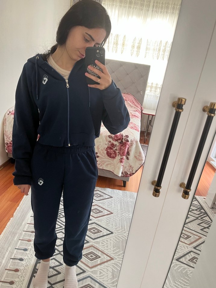 Kadın Lacivert Rahat Kesim Eşofman Takımı - Görsel 2