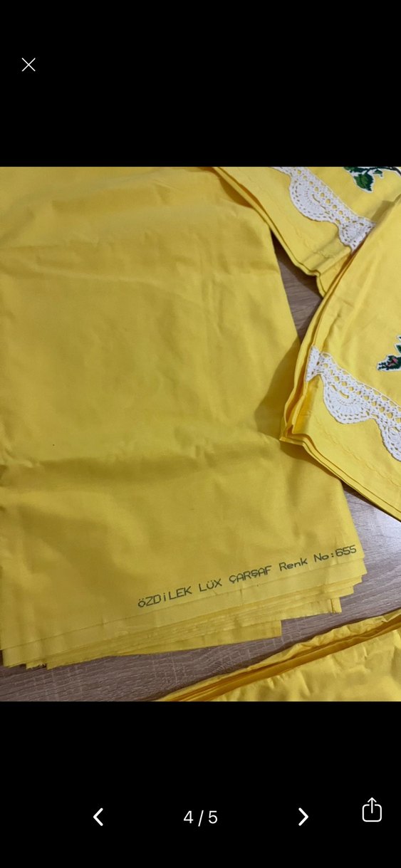 Sarı Nakışlı Nevresim ve Çarşaf Takımı çeyizlik - Görsel 3