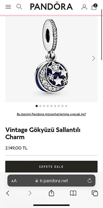 Pandora Vintage Gökyüzü Sallantılı Charm