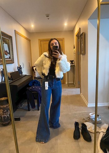 Kadın Mavi Bol Kesim Kot Pantolon - Görsel 5