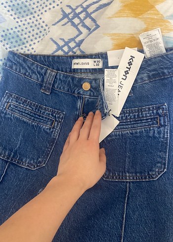 Kadın Mavi Bol Kesim Kot Pantolon - Görsel 3