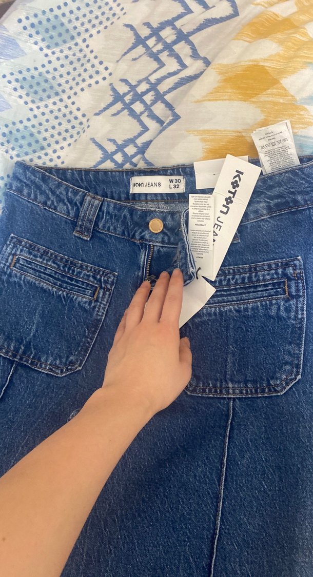 Kadın Mavi Bol Kesim Kot Pantolon - Görsel 3