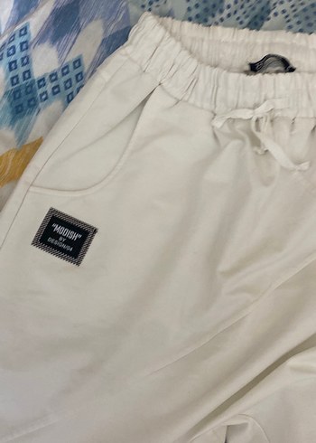 Beyaz Salaş Midi Kumaş Pantolon - Görsel 2