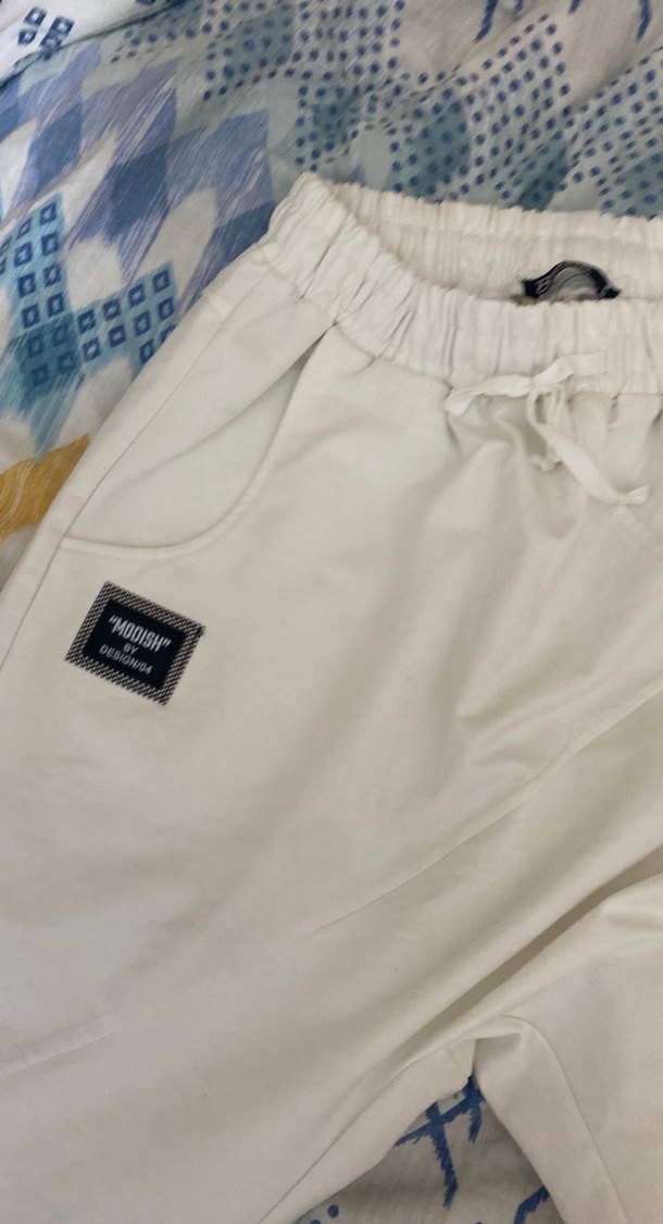 Beyaz Salaş Midi Kumaş Pantolon - Görsel 2