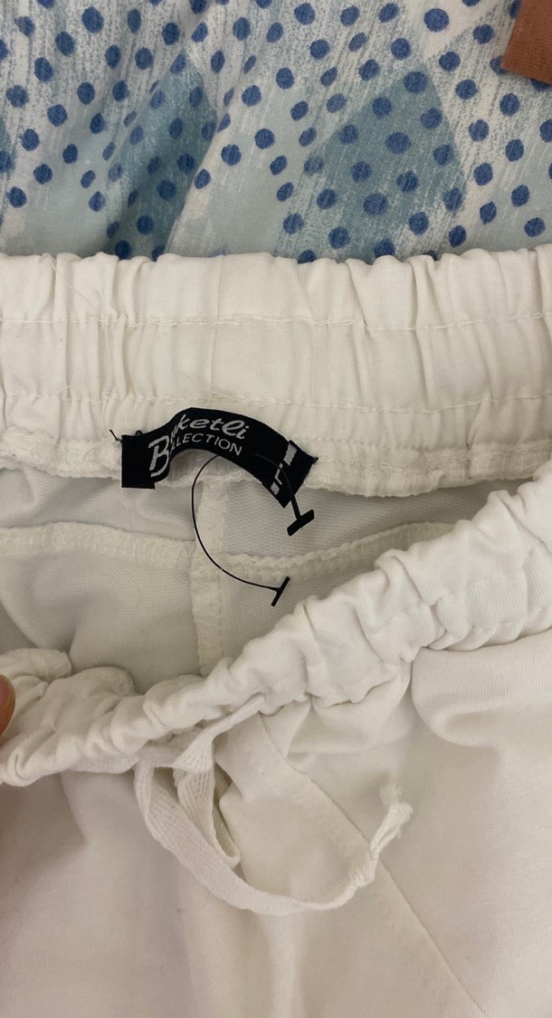 Beyaz Salaş Midi Kumaş Pantolon - Görsel 3