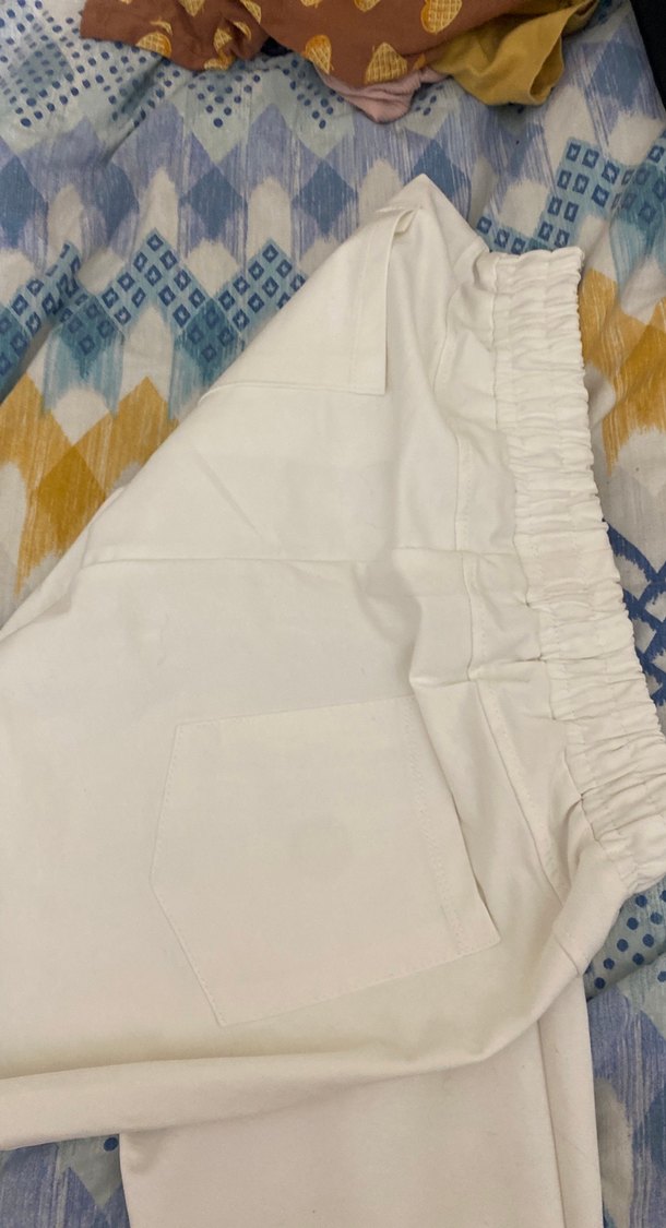 Beyaz Salaş Midi Kumaş Pantolon - Görsel 4