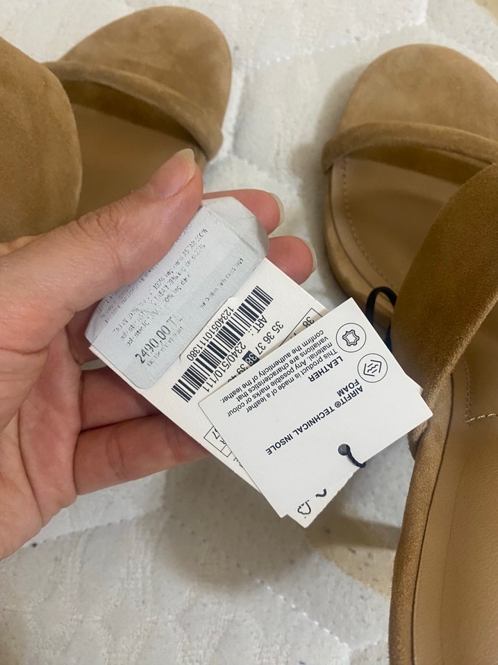 Bej Süet Stiletto Topuklu Terlik - Görsel 3