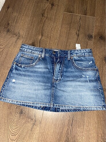 34 Beden mavi Renk stradivarius D62 denim şort etek