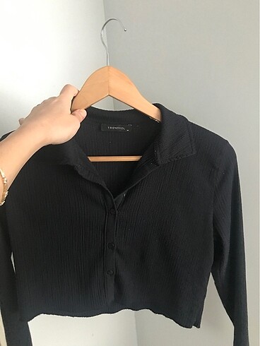 Trendyol M beden lacivert crop t shirt