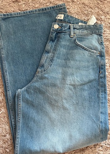 m Beden mavi Renk Mavi Loose Fit Midi Kot Pantolon