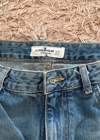 m Beden Mavi Loose Fit Midi Kot Pantolon