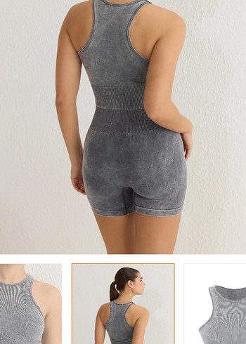 Gri Yüksek Yakalı Kadın Atlet - Görsel 2