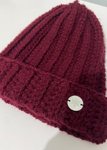 Bordo Kadın Örgü Bere - Görsel 3