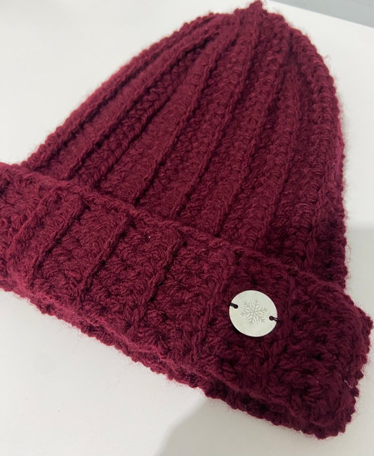 Bordo Kadın Örgü Bere - Görsel 3