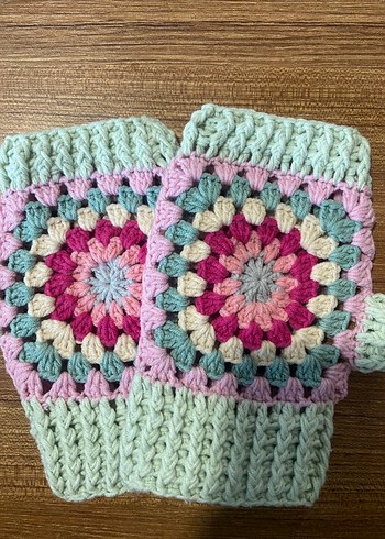 Bohem Çok Renkli Örgü Parmaksız Eldiven - Görsel 2