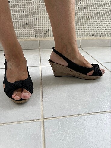 38 Beden siyah Renk Siyah bez dolgu topuklu ayakkabı