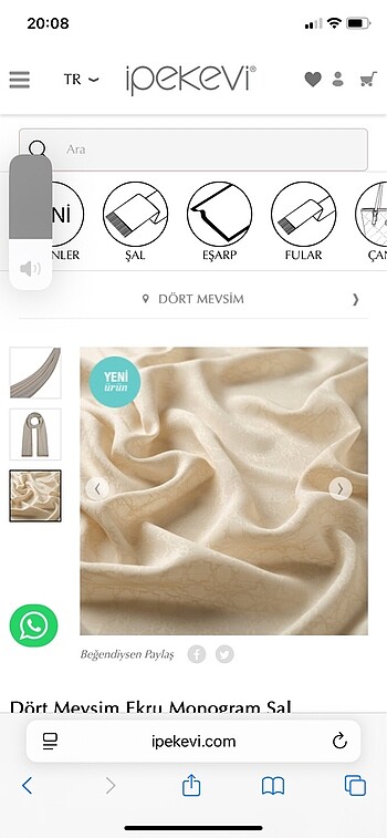  Beden İpekevi dört mevsim monogram şal