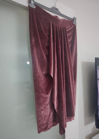 Bordo Kadın Uzun kadife Etek