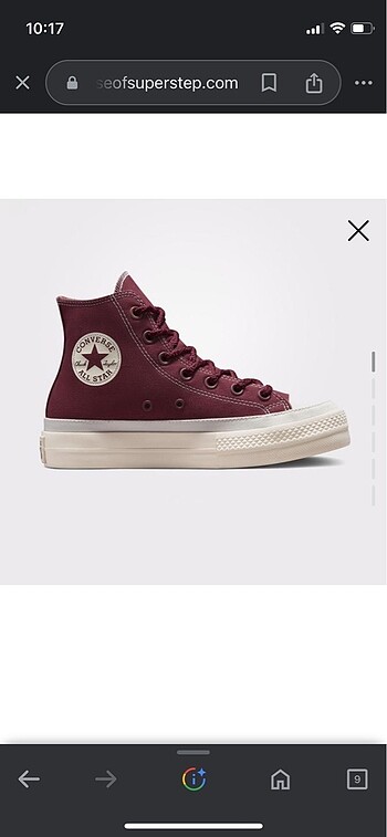 40 Beden bordo Renk Converse Chuck Taylor All Star Lift Platform Workwear Textiles U