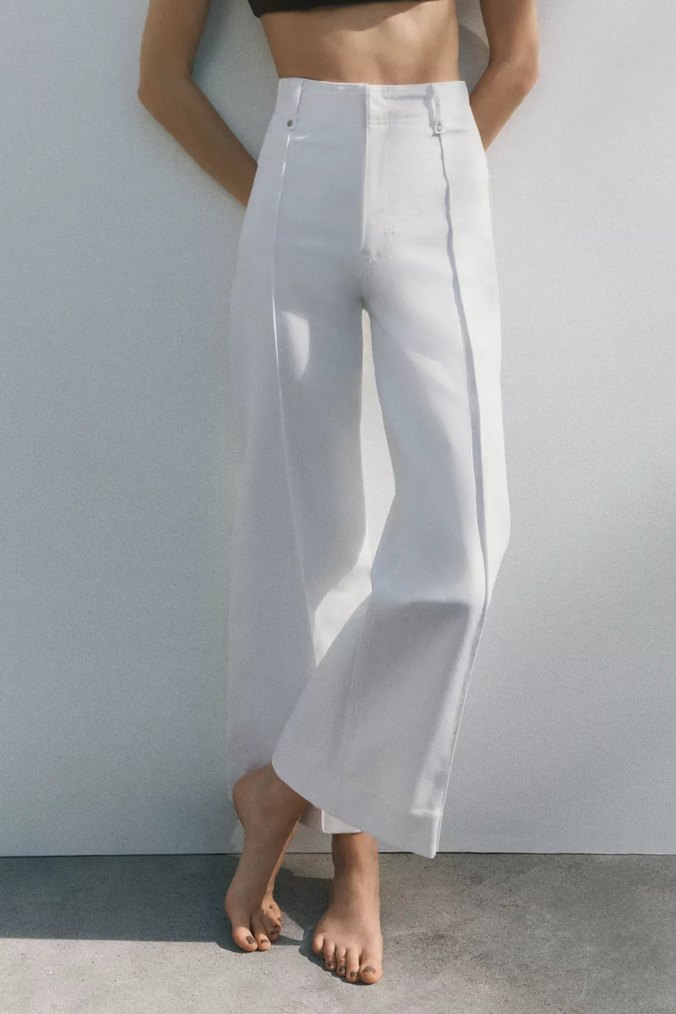 Yüksel bel geniş paça zara pantolon - Görsel 2