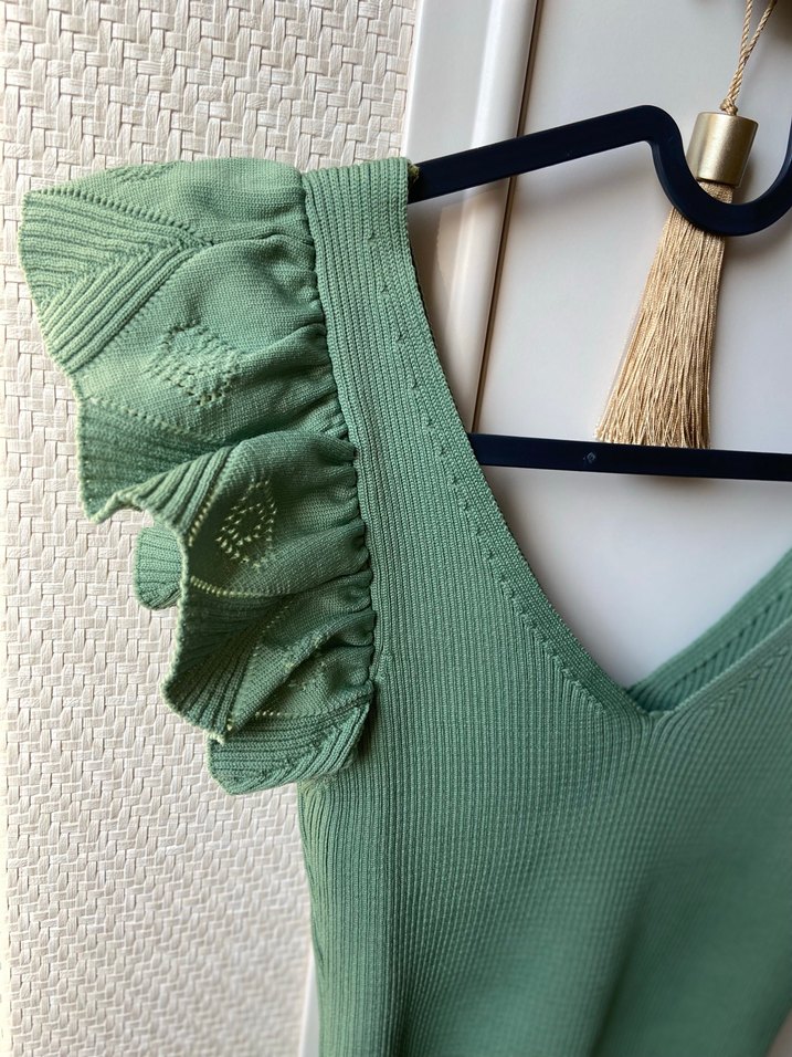 V yaka triko bluz - Görsel 3