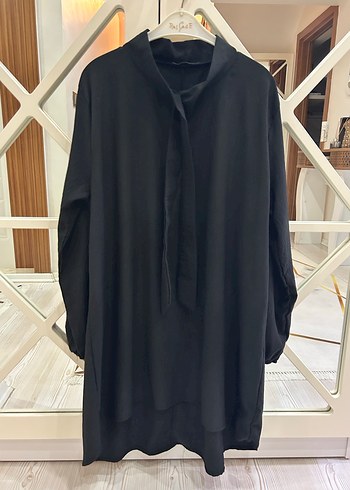 Dik yaka bağlamalı tunik bluz