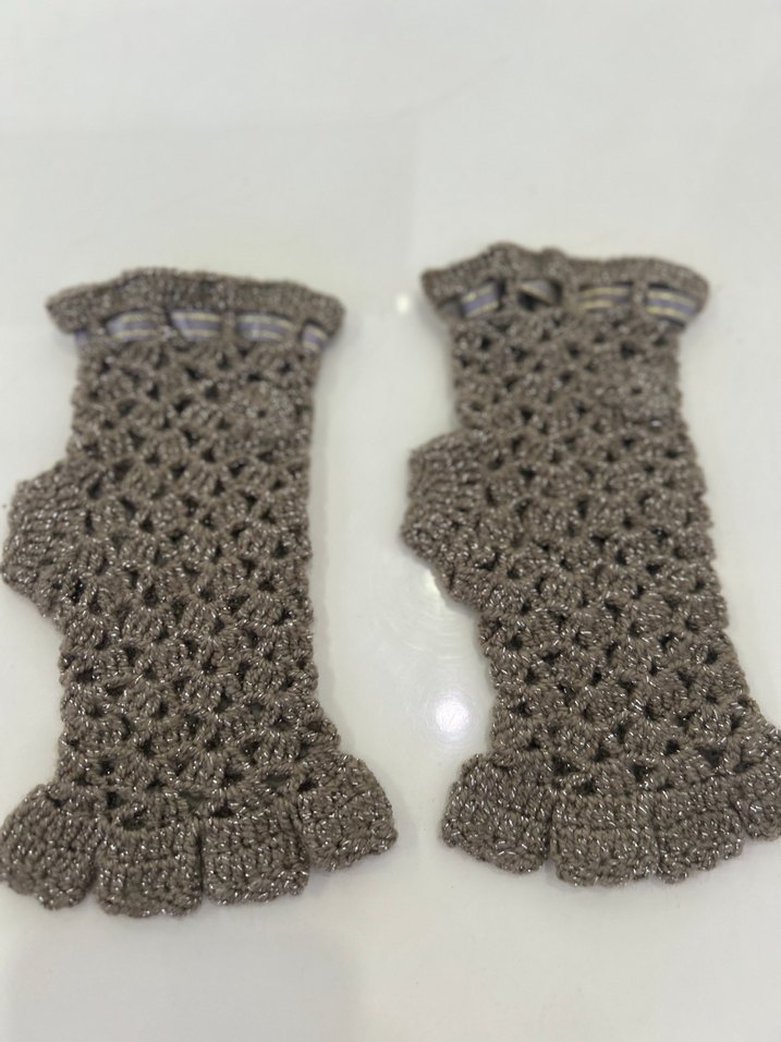 Bohem Örgü simli Kadın Eldiveni - Görsel 3