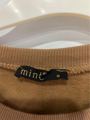 s Beden kahverengi Renk Mint deri detaylı sweat