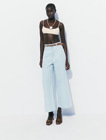 KEMERLİ YÜKSEK BEL WIDE-LEG CROPPED