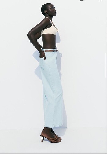 m Beden KEMERLİ YÜKSEK BEL WIDE-LEG CROPPED