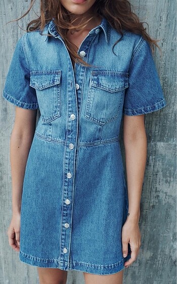 Zara DENIM MİNİ ELBİSE