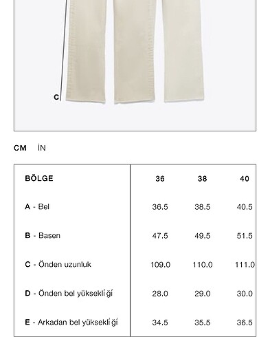 m Beden mavi Renk YÜKSEK BEL WIDE-LEG JEAN