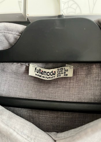 Gri Keten Kadın Gömlek, Rahat Kesim, Uzun Kollu takım - Görsel 3