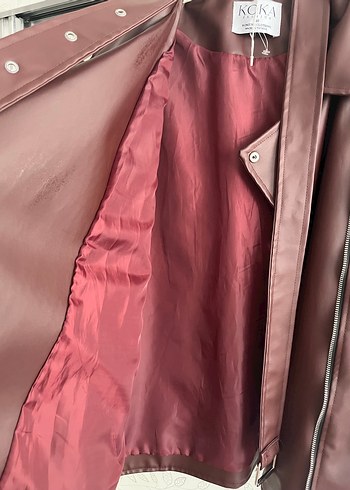 Bordo Deri Kadın Ceket - Görsel 3