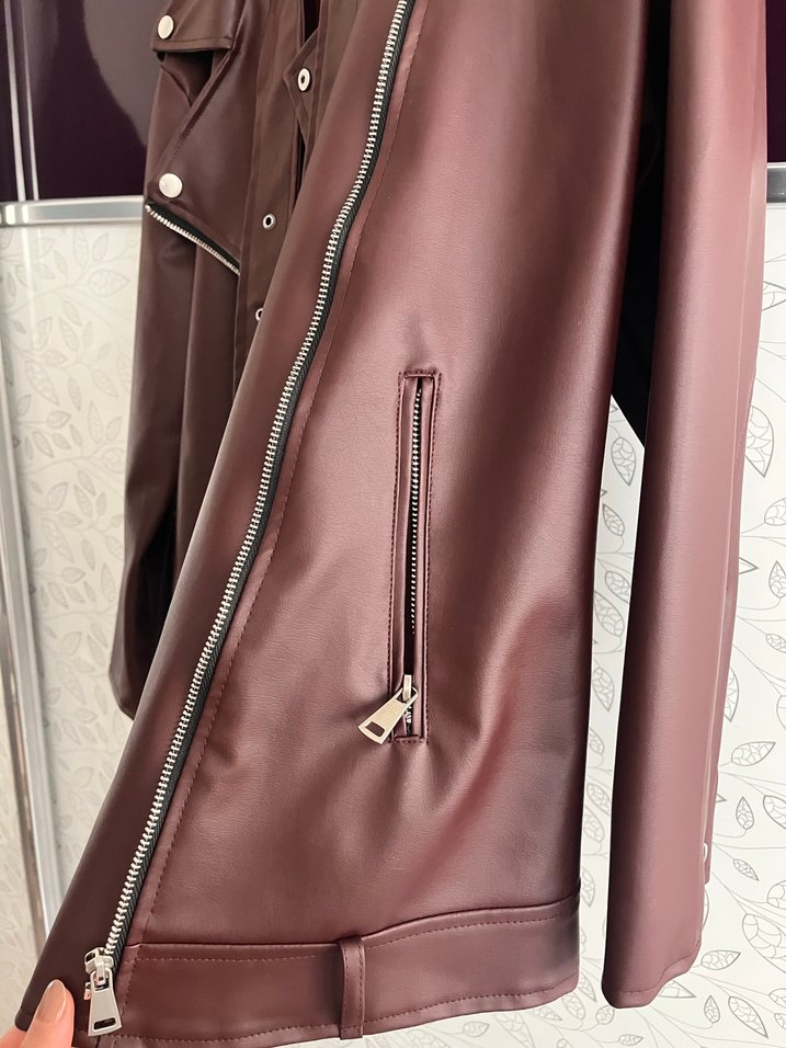 Bordo Deri Kadın Ceket - Görsel 4