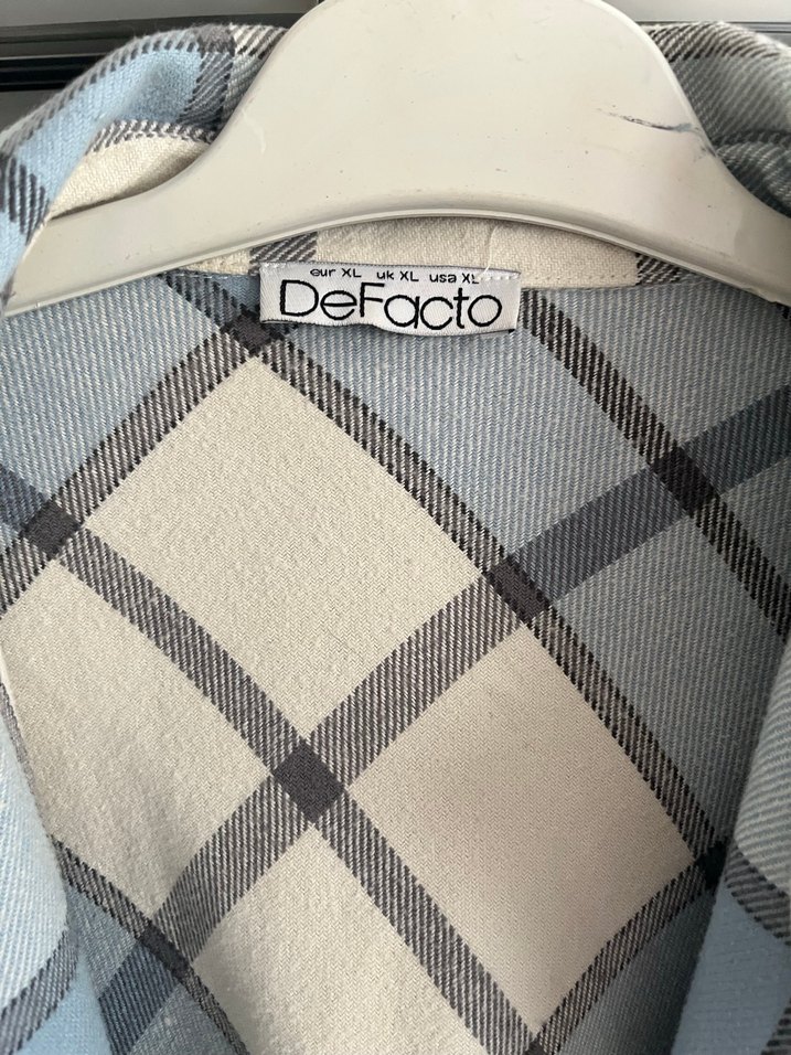 Uzun Kollu Gri Kareli Kadın Gömlek - Görsel 2