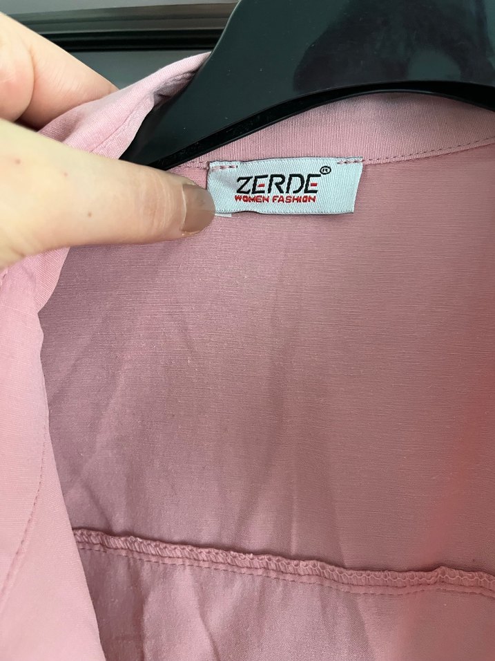 Pembe Midi Gömlek balon yarasa kol - Görsel 4