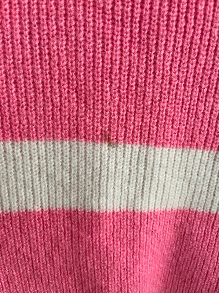 Pembe Beyaz Çizgili Balıkçı Yaka Kadın Kazak - Görsel 3