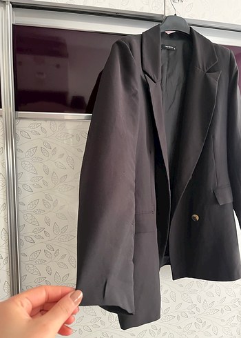 Düğmeli Siyah Kadın Blazer Ceket - Görsel 4