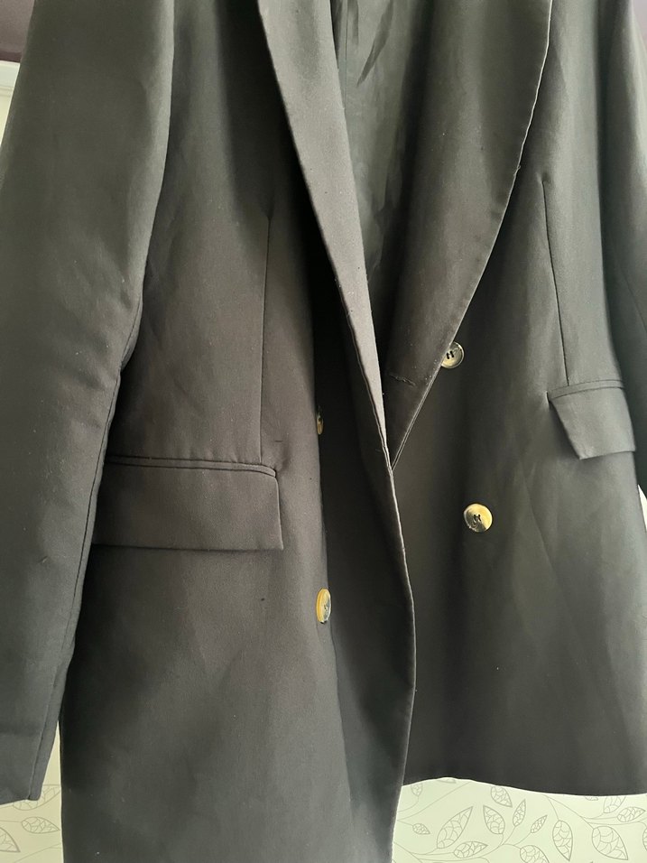 Düğmeli Siyah Kadın Blazer Ceket - Görsel 2