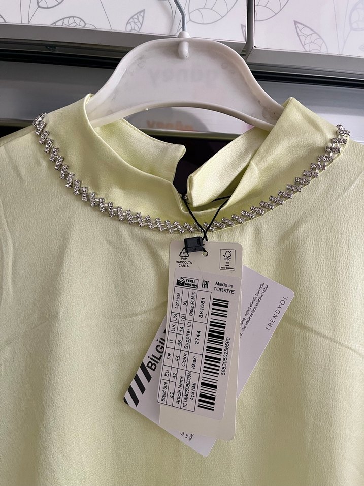 Sarı Uzun Drapeli Kadın Elbise - Görsel 2