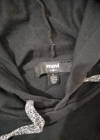 l Beden erkek Siyah Kapüşonlu Uzun Kollu Sweatshirt Mavi