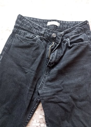 27 Beden Gri Düğmeli Kadın Denim Midi Pantolon