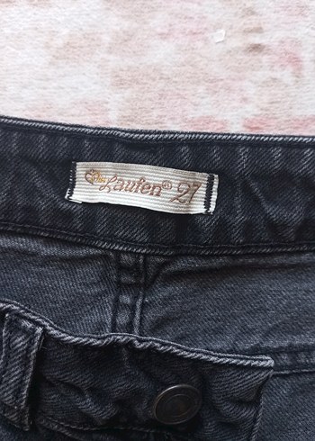 Gri Düğmeli Kadın Denim Midi Pantolon