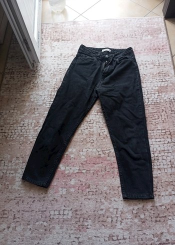 27 Beden gri Renk Gri Düğmeli Kadın Denim Midi Pantolon