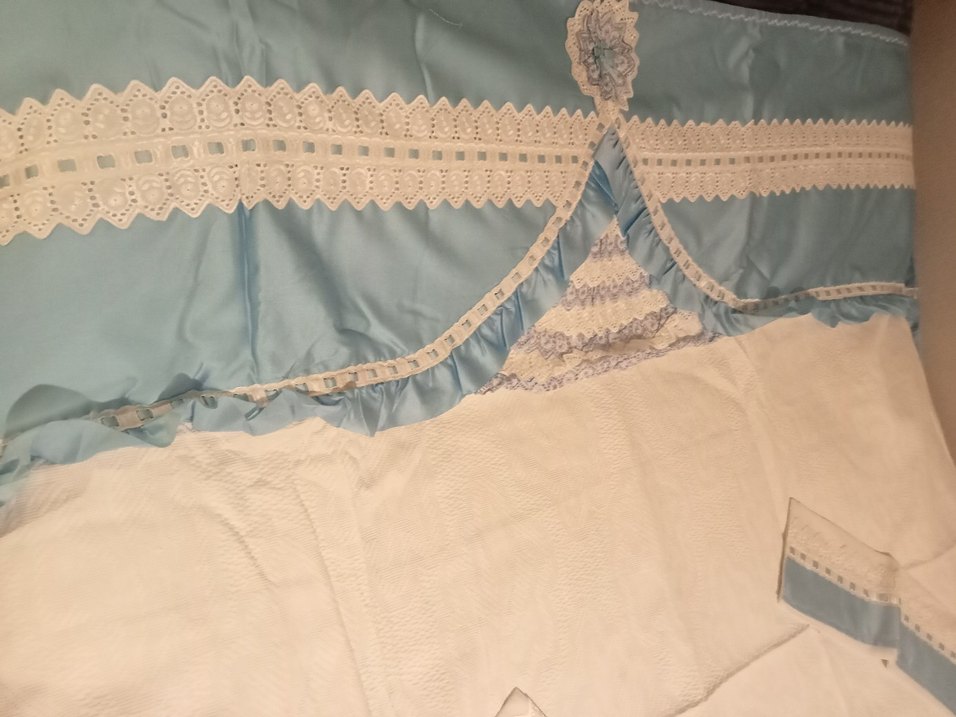 vintage sevenlere Mavi Nakışlı Pastel Yatak Örtüsü - Görsel 4