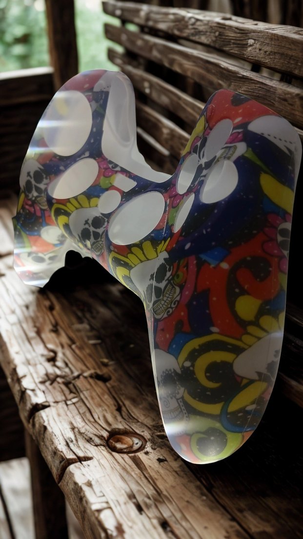 Renkli Kafatası Desenli PS4 KUMANDA KILIFI JOYSTİCK KILIFI - Görsel 3